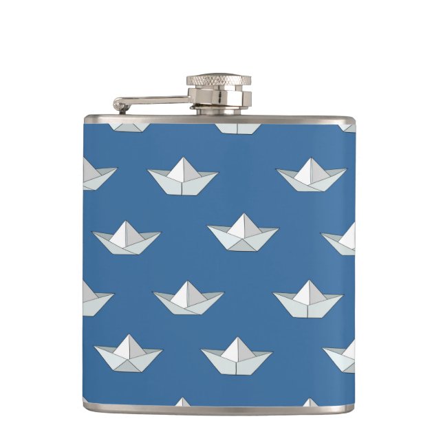 Flasques Les Bateaux Origami Sur Le Motif De L'Eau (Devant)