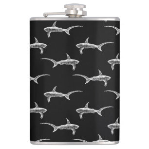 Flasques Les requins noirs dessinent l'art marin marin Vint