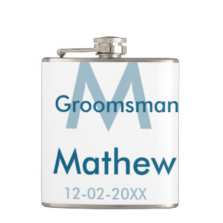 Flasques Lettre de nom de garçon d'honneur bleu marine masc