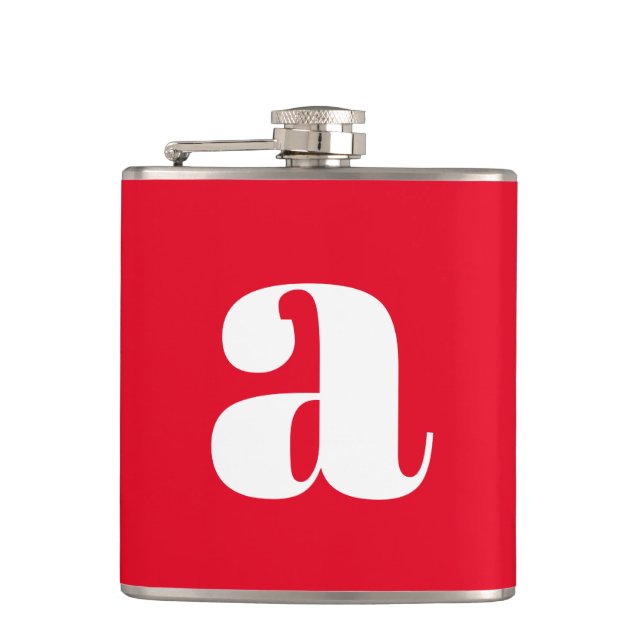 Flasques Lettre Initiale Monogramme Moderne Mariage Rouge (Devant)