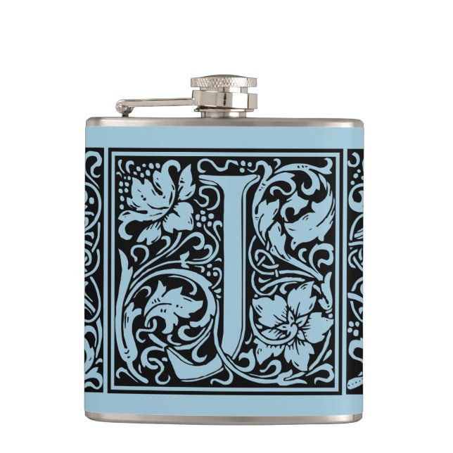 Flasques Lettre J Monogramme médiéval Art Nouveau (Devant)