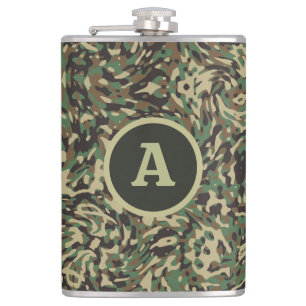 Flasques Lettre Personnalisée Verte Camouflage Tendance