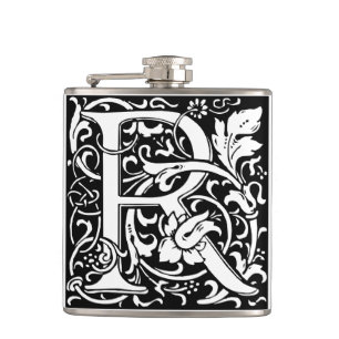 Flasques Lettre R Monogramme médiéval Art Nouveau