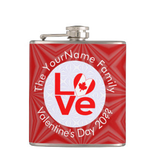 Flasques Lettres rouges du drapeau canadien AMOUR Personnal