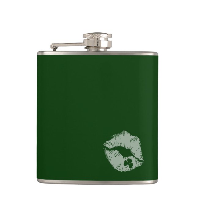 Flasques Lèvres shamrocks - Kiss Me Je suis Irish Flask (Devant)