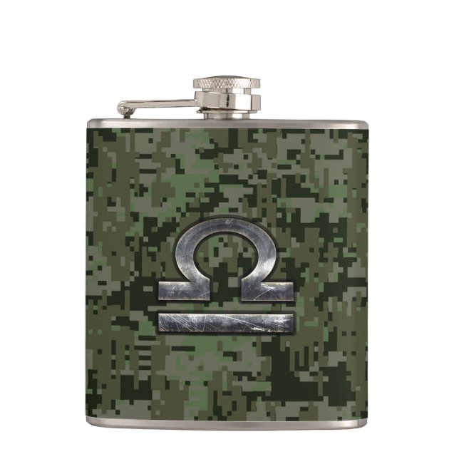 Flasques Libra Zodiac Symbole de Green Digital Camouflage (Devant)