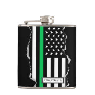 Flasques Ligne verte mince USA Flag Out Look