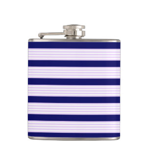 Flasques Lilac et rayures blanches motif avec bleu marine