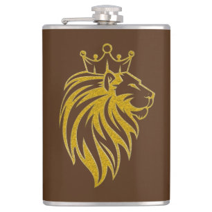 Flasques Lion Avec Couronne - Style Or 2