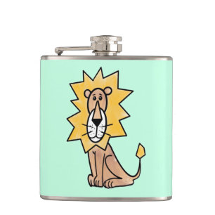 Flasques lion mignon dessin animé enfants rétro safari jung