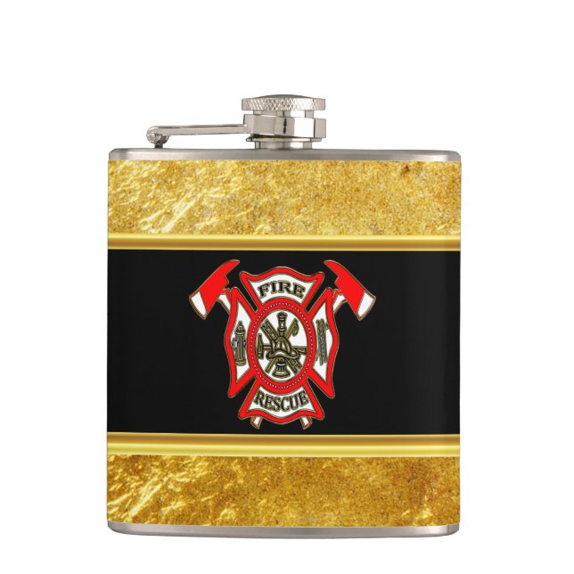 Flasques Logo du service d'incendie Feuille or et insigne r (Devant)