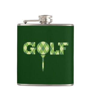 Flasques Logo du tee de golf Jacquard vert plaid de la fiol