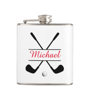 Flasques Logo et nom stylish noir et rouge Joueur de golf