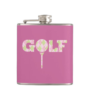 Flasques Logo Golf tee logo Jacquard rose dames nom plaid