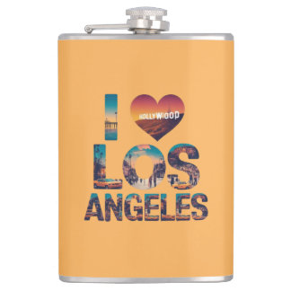 Flasques Los Angeles Skyline Sunset & Hollywood Typographie