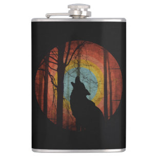 FLASQUES LOUP DANS LA FORÊT BOISÉE