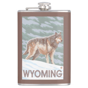 Flasques Loup gris StandingWyoming