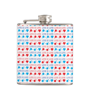 Flasques LOVE est une citation LOVE en rouge et bleu