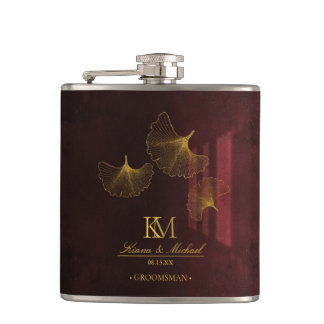 Flasques Lune Romance Groomsman Burgundy ID881