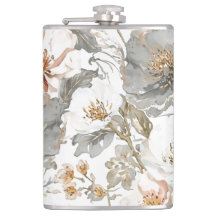 Luxury, Elegant, Gold Grey Flowers Pattern