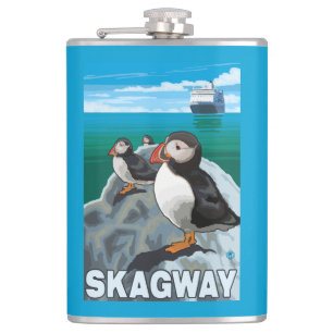 Flasques Macareux et bateau de croisière - Skagway, Alaska