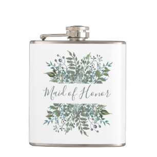 Flasques Maid of Honor Rustic Greenery Cadre