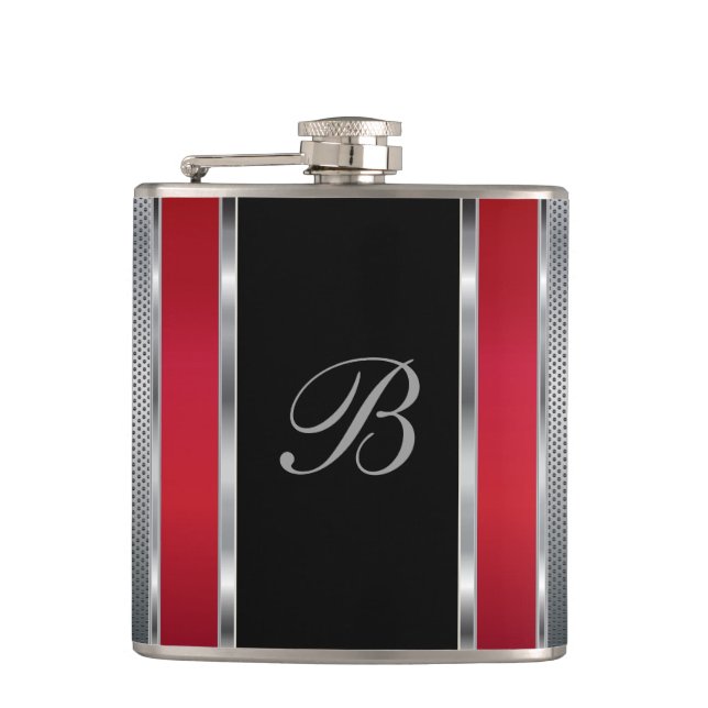 Flasques Maillage argenté monogramme et rouge (Devant)
