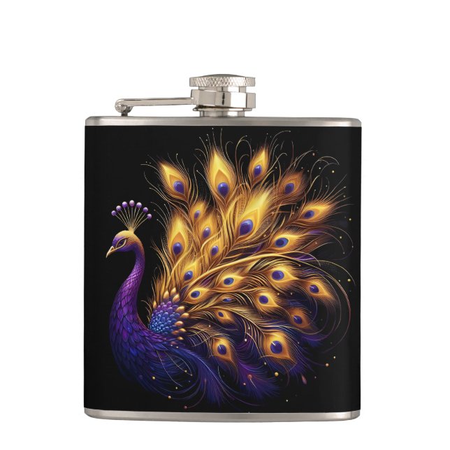 Flasques Majestic Peacock gracieusement affiché sur blanc (Devant)