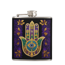 Flasques Mardi Gras Gold violet vert Hamsas Art