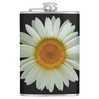 Flasques Marguerite blanche d'été sur le noir