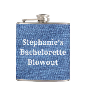 Flasques Mariage de thème bleu blanc Denim
