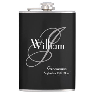 Flasques Mariage Groomsman Cadeau Élégant Monogramme Cool N