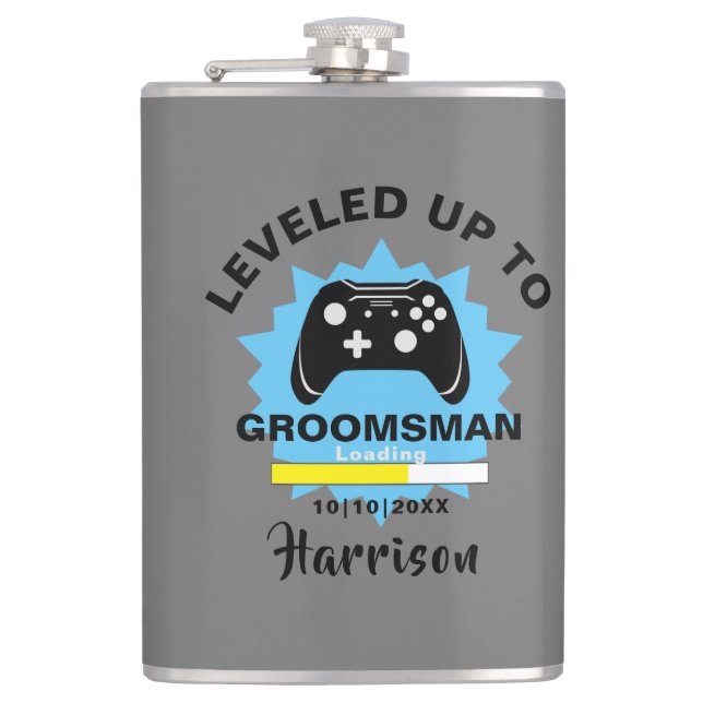 Flasques Mariage Groomsman Levelup Gamer Fun (Devant)
