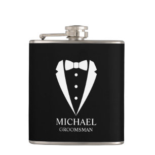 Flasques Mariage noir Tuxedo Suit Groomsmen personnalisé
