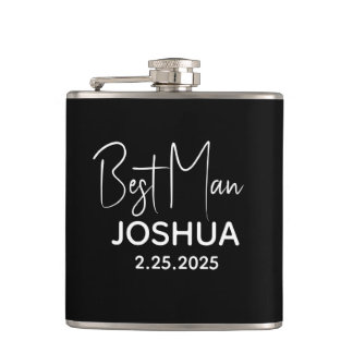 Flasques Mariage personnalisé Best Man Modern Black