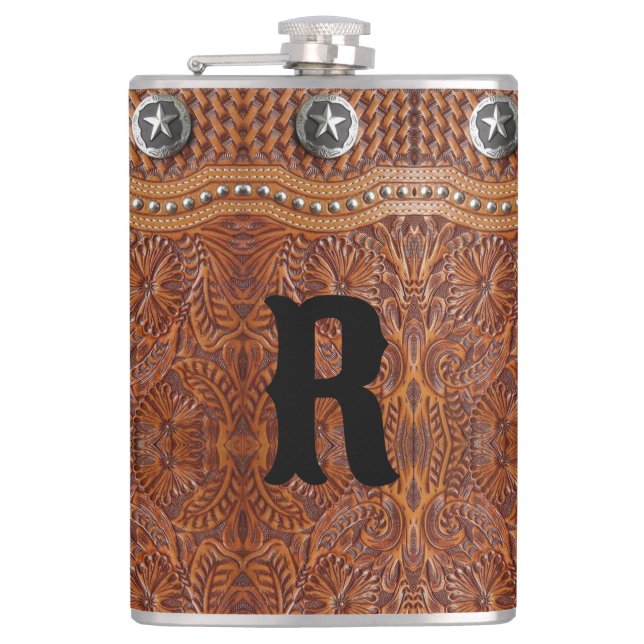 Flasques Marié avec monogramme de style country western rus (Devant)