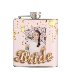 Flasques Mariée rose gold étoiles scintillent glam photo