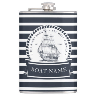Flasques Marine Blue Luxury Boat Nom de famille