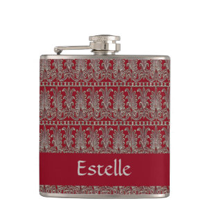 Flasques Maroon motif décoratif gris victorien