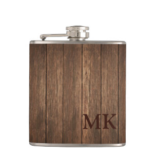 Flasques Masculine Conception en bois rustique Monogramme i