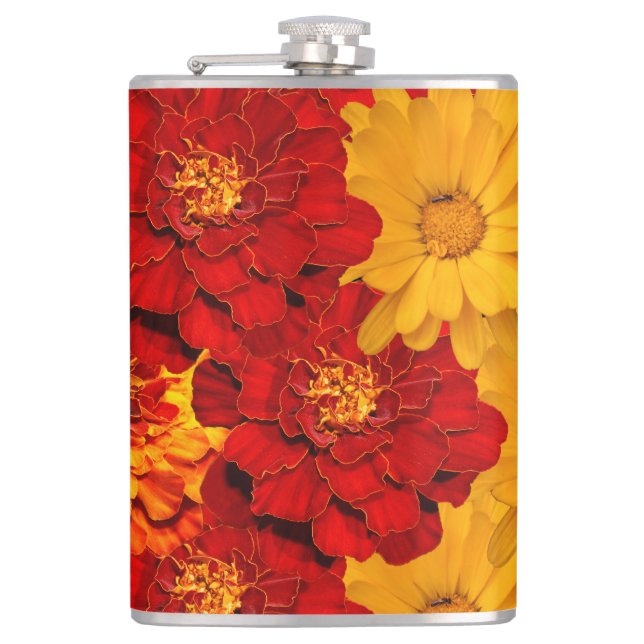 Flasques Médaille des Marigolds rouge jaune et orange (Devant)