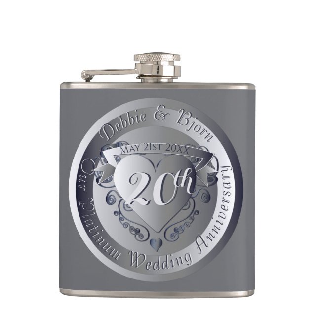 Flasques Médaille du 20e anniversaire du Mariage Platinum (Devant)