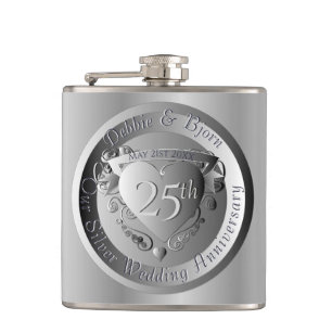 Flasques Médaille du 25e anniversaire du Mariage d'argent
