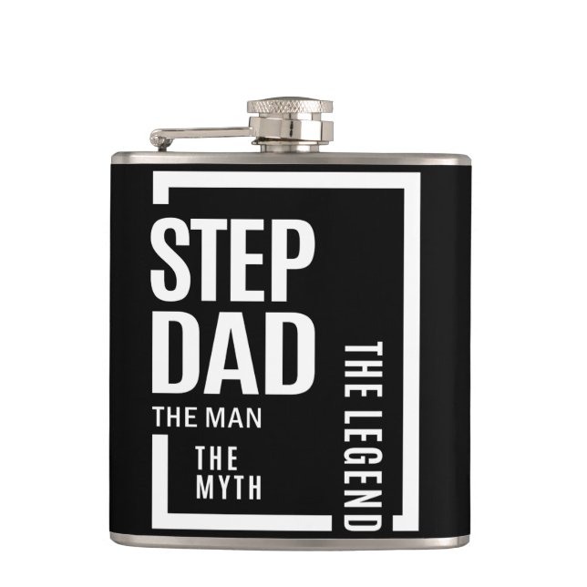Flasques Mens Stepdad L'Homme Le Mythe La Légende Cadeau (Devant)