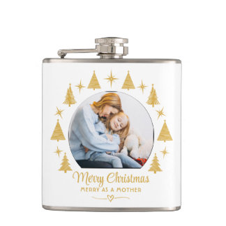 Flasques Merry Christmas Merry As A Mother White Gold Photo