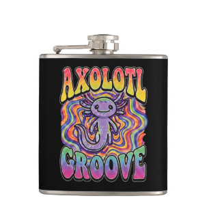 Flasques Mignon Axolotl Hippie Groovy Art Rétro 70s Arc-en-