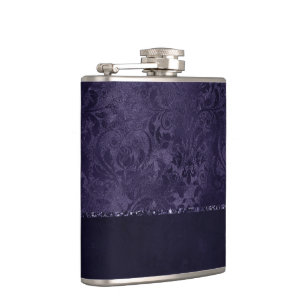 Flasques Minuit Indigo Romance   Satiny Grunge Damask