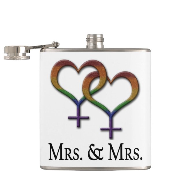 Flasques Mme et Mme Lesbian Pride Symboles Arc-en-ciel (Ouvert)
