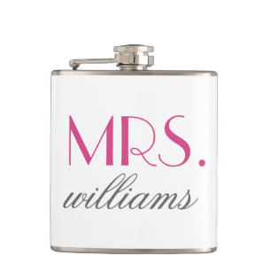 Flasques Mme Mariage Moderne Personnalisé Nom Rose Chaud