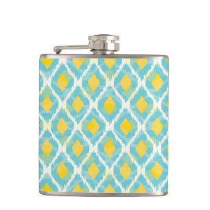 Flasques Mode jaune bleue d'ikat tribal moderne